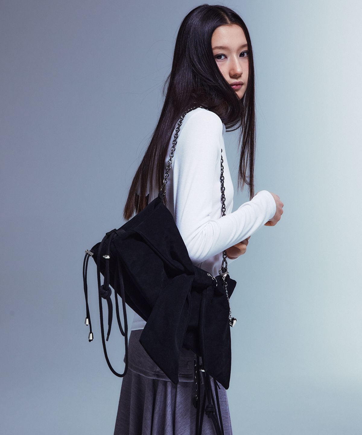 아쎄이(ASSAY) Ribbon 2way bag _ Suede black