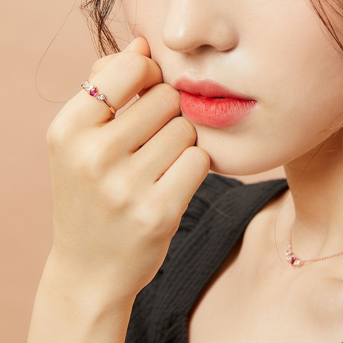 모노그래프(MONOGRAPH) 루비블라썸 오픈링 MGFR0136 14K Gold Plated
