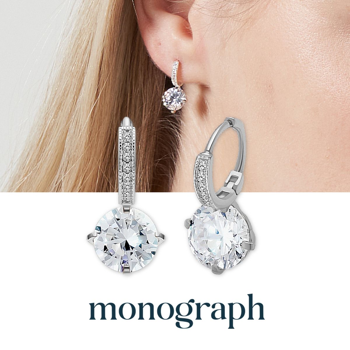 모노그래프(MONOGRAPH) 빅토리아 귀걸이 실버 925 MGERS241 Rhodium Plated (화이트골드)