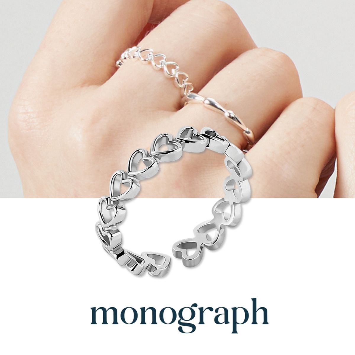 모노그래프(MONOGRAPH) 헤나 오픈링 실버 925 MGFRS258 Rhodium Plated (화이트골드)
