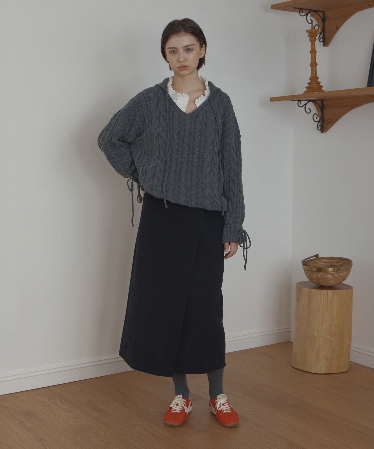 포에트서울(POETSEOUL) cable collar knit_charcoal