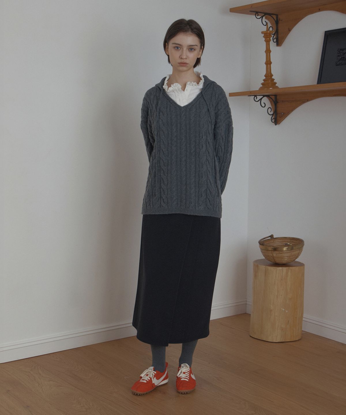 포에트서울(POETSEOUL) cable collar knit_charcoal