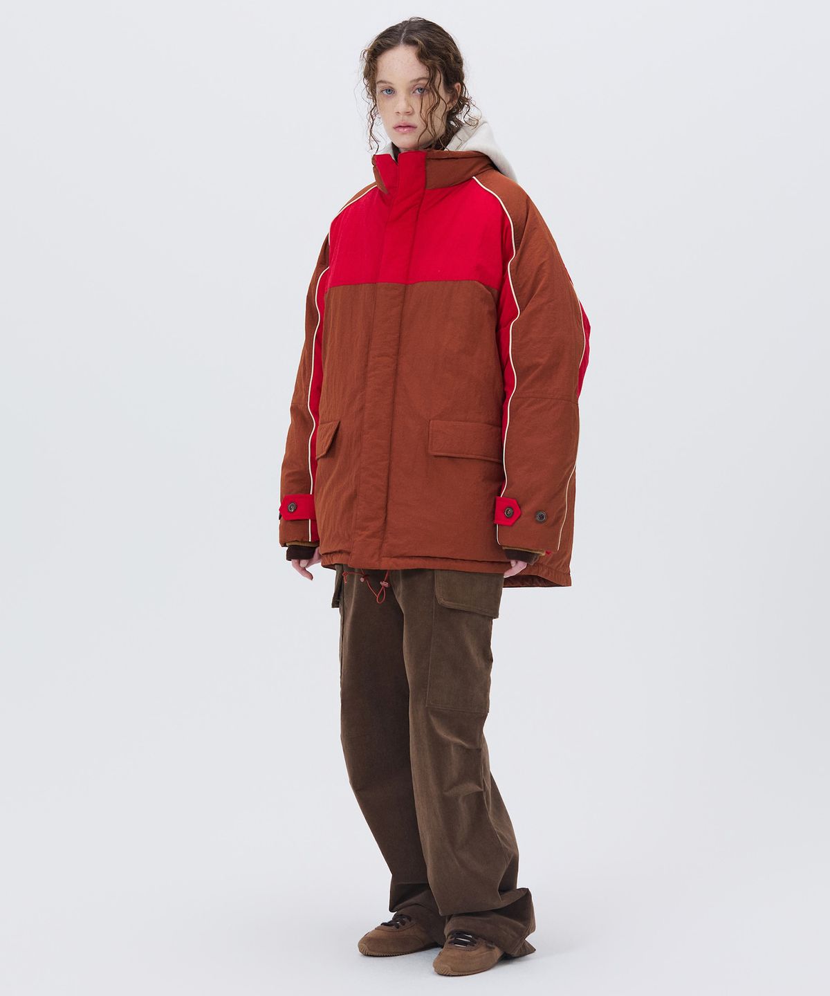 노앙(NOHANT) COLOR BLOCK PADDING JUMPER BROWN