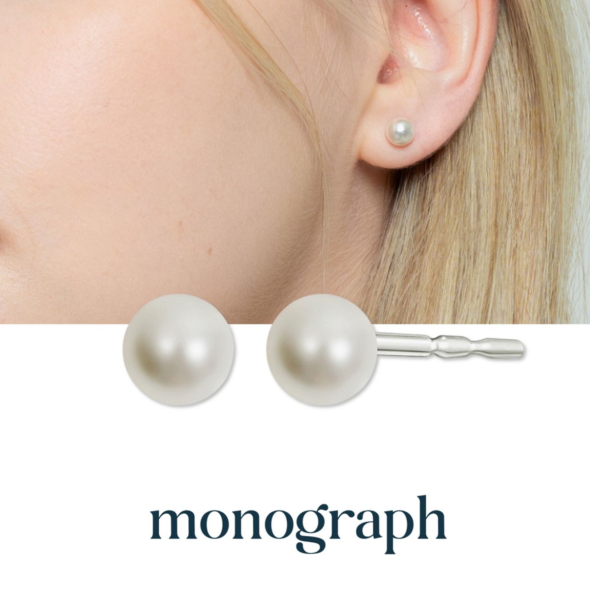 모노그래프(MONOGRAPH) 리얼 화이트 귀걸이 실버 925 MGERS271 Silver Plated