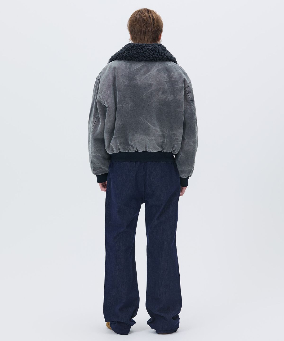 노앙(NOHANT) WASHED SHEARLING COLLAR BLOUSON CHARCOAL