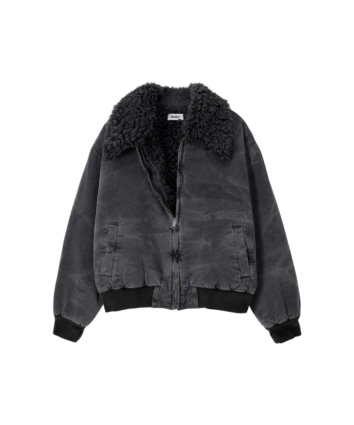 노앙(NOHANT) WASHED SHEARLING COLLAR BLOUSON CHARCOAL
