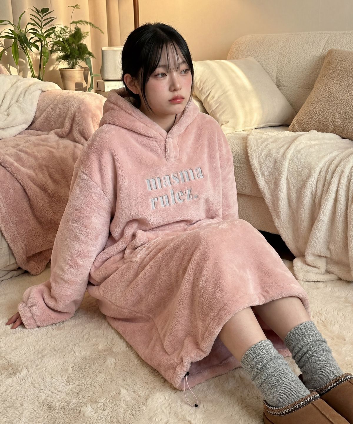 마스마룰즈(MASMARULEZ) Cozy bear fleece warm hoodie_5 Colors
