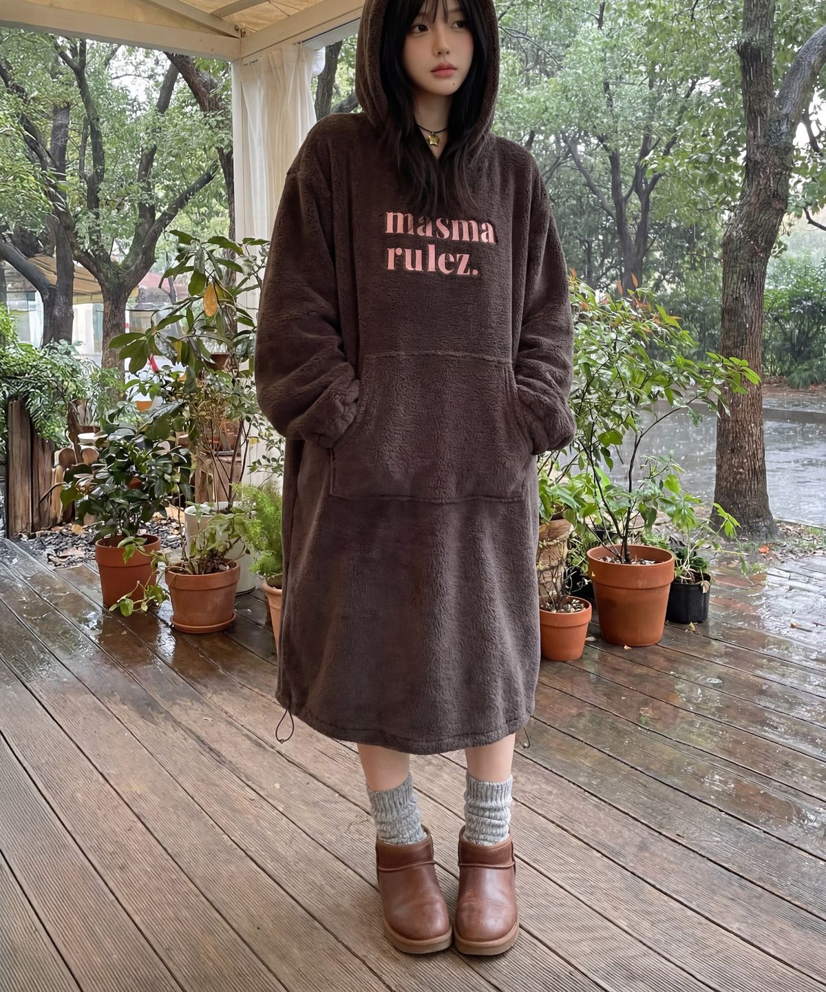 마스마룰즈(MASMARULEZ) Cozy bear fleece warm hoodie_5 Colors