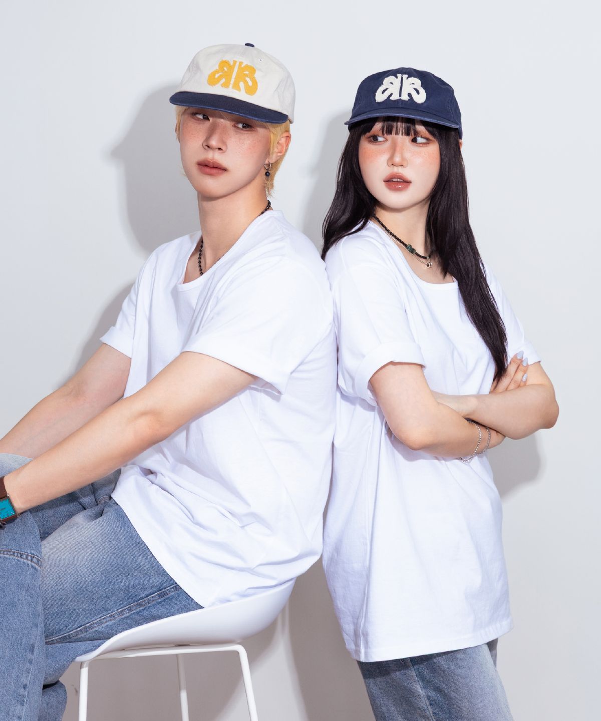 피마다지윈(PIMADAZIWIN) BBI Collabo Applique Camp Cap [Ivory/Navy]