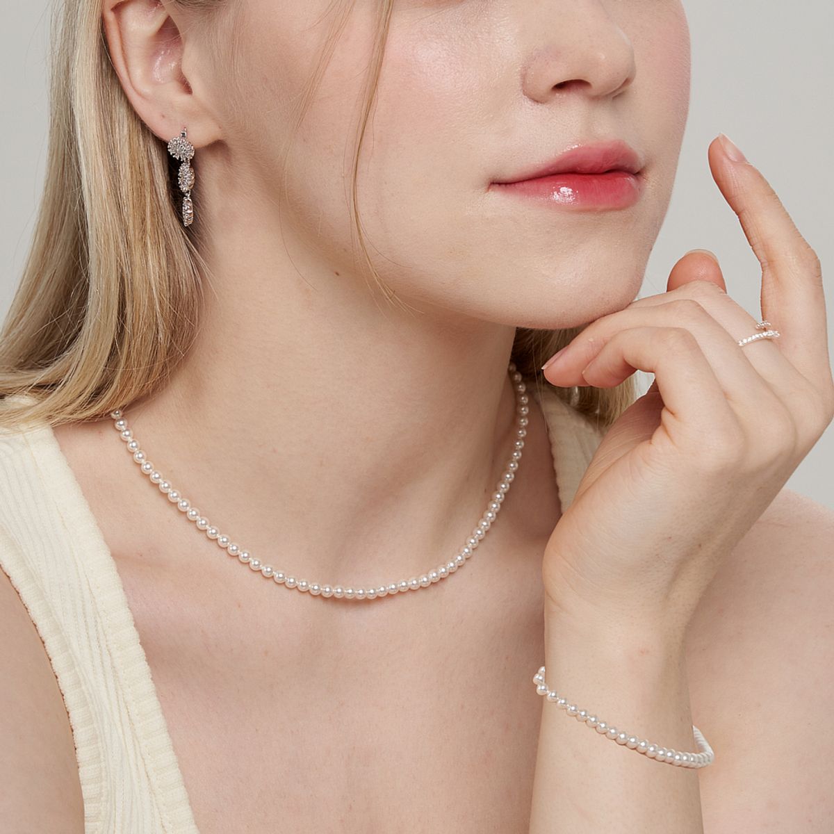 모노그래프(MONOGRAPH) 위노나 팔찌 실버 925 MGARS0329 Rhodium Plated (진주 5mm)