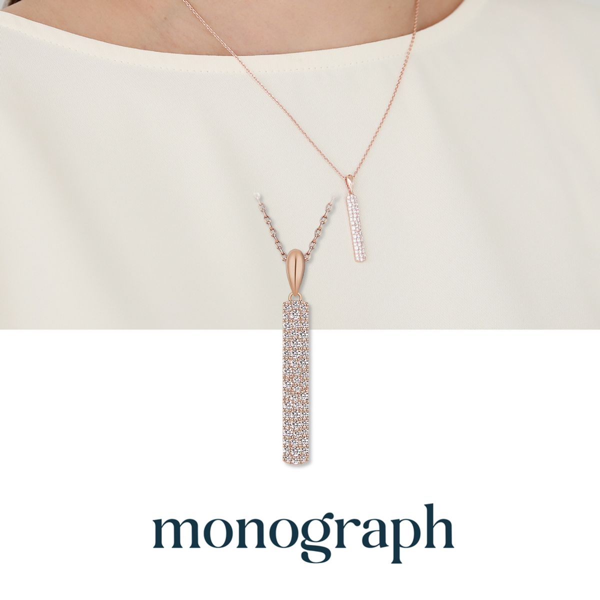 모노그래프(MONOGRAPH) 파이퍼 목걸이 MGNL0342 14K Gold Plated (로즈골드+화이트 큐빅)