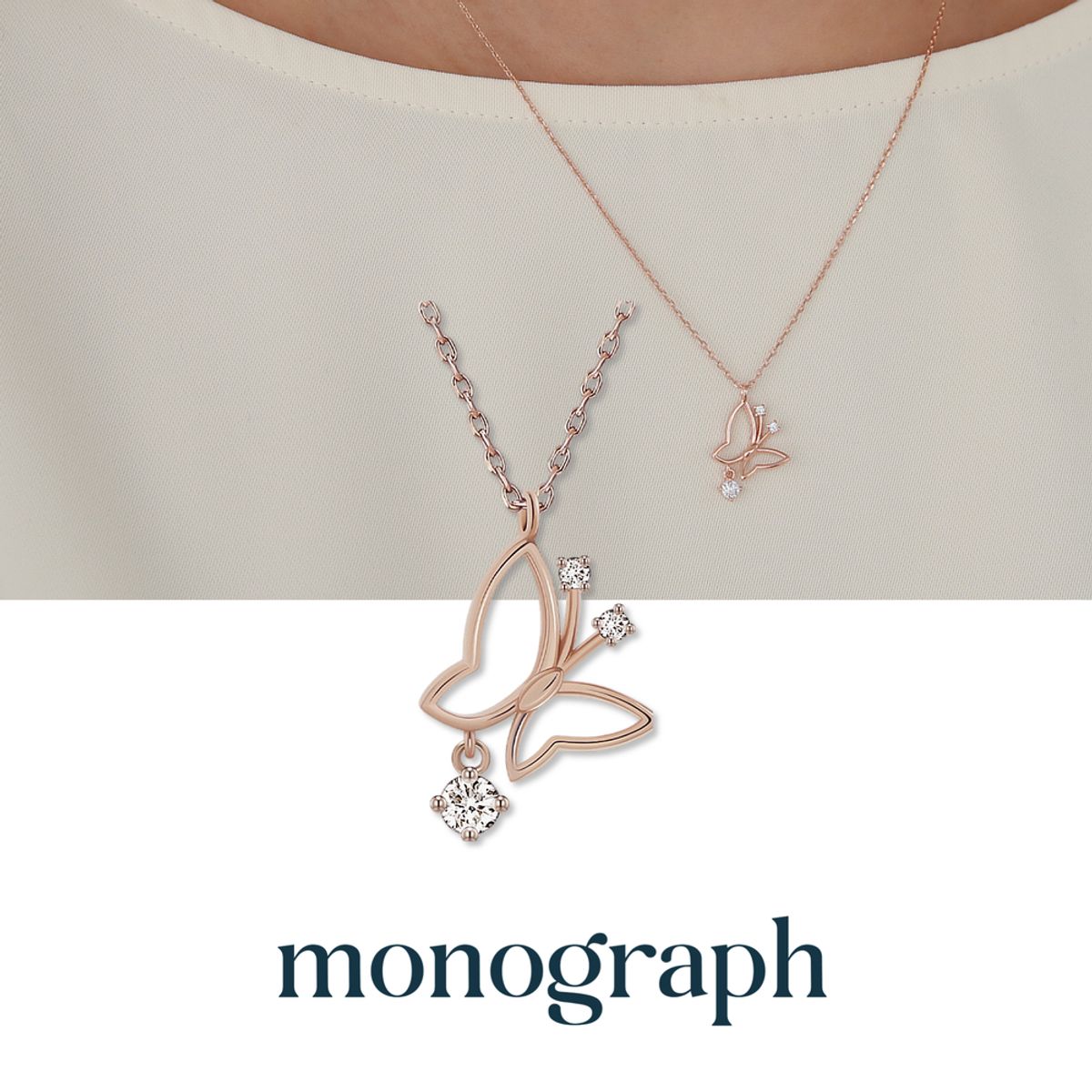 모노그래프(MONOGRAPH) 버터플라이 목걸이 MGNL0345 14K Gold Plated