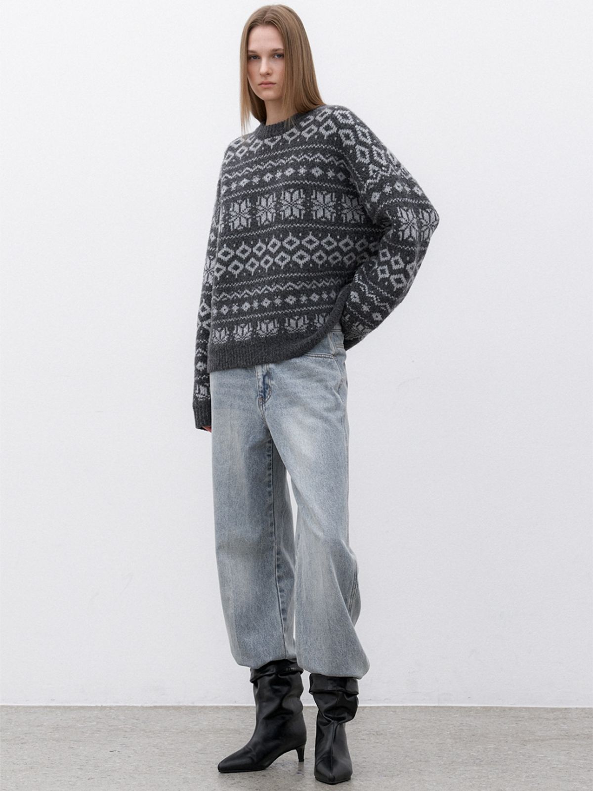 아틀리에 나인(ATELIER NAIN) (T-7148)SNOW FLAKES KNIT PULLOVER