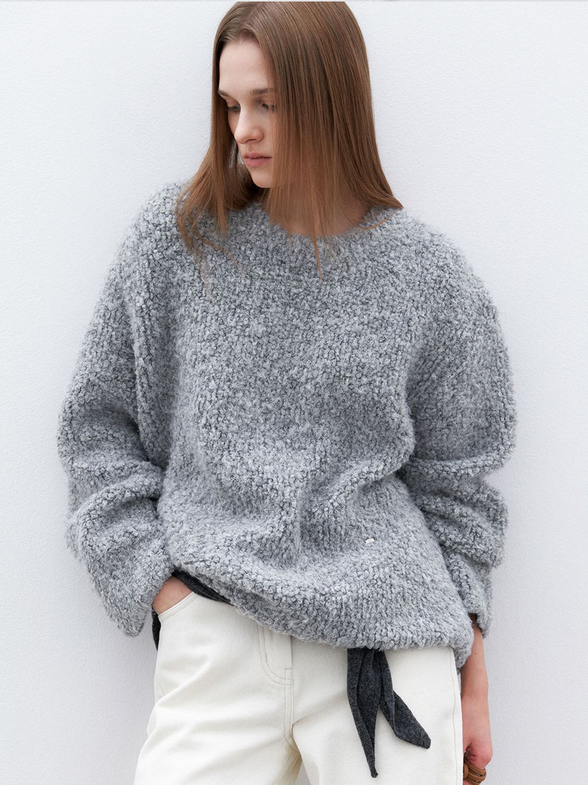 아틀리에 나인(ATELIER NAIN) (T-7139)FURRY LOOF OVERFIT KNIT