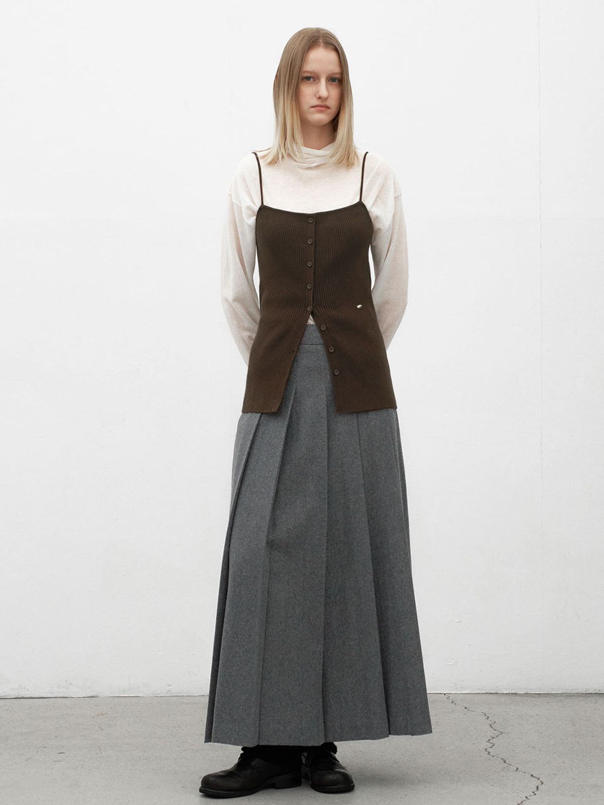 아틀리에 나인(ATELIER NAIN) (SK-5062)PLEATS MAXI SKIRT