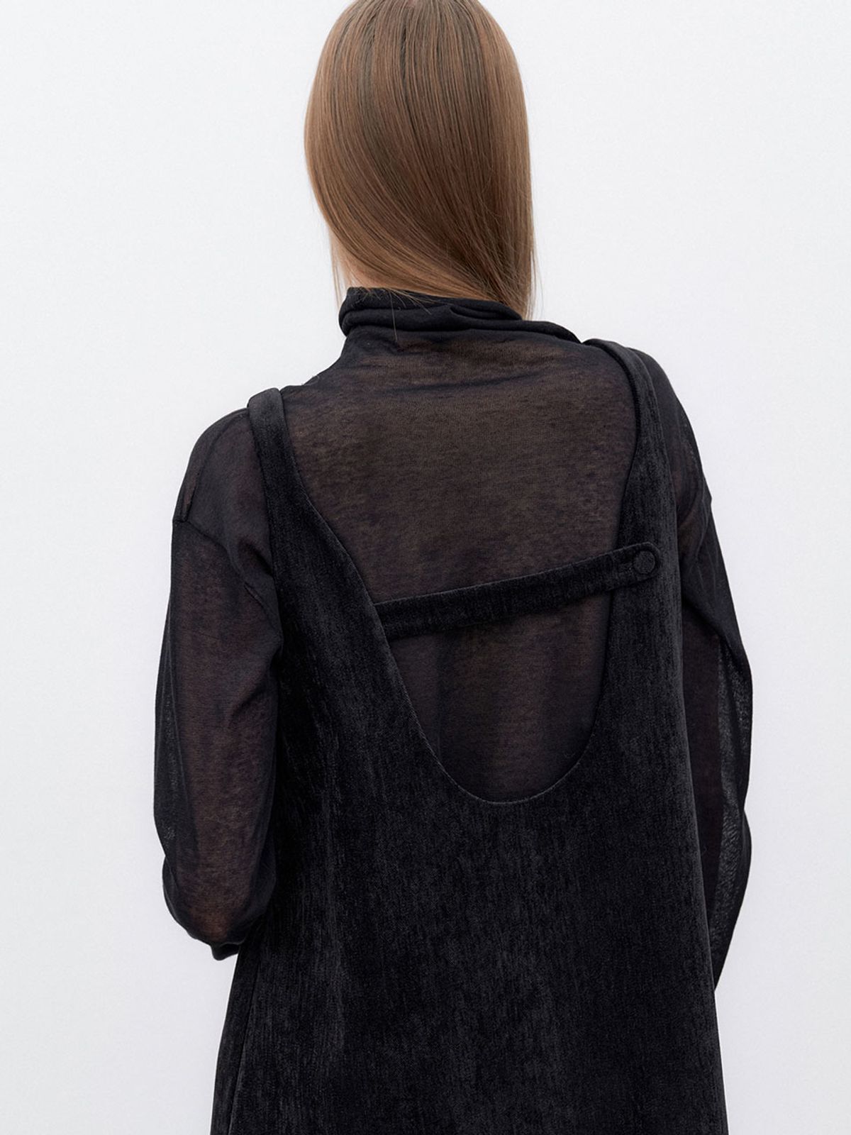 아틀리에 나인(ATELIER NAIN) (OP-6311)BACK POINT A-LINE VELVET MINI DRESS