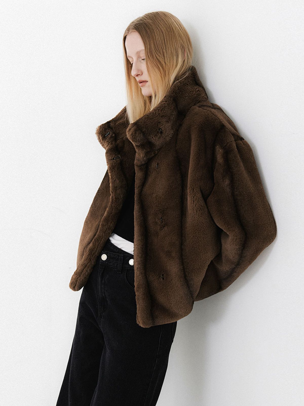 아틀리에 나인(ATELIER NAIN) (JK-3057)TWO TONE FLOW FUR JACKET