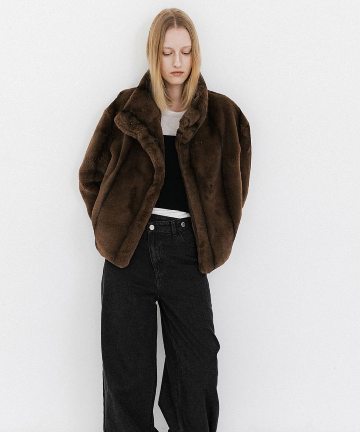 아틀리에 나인(ATELIER NAIN) (JK-3057)TWO TONE FLOW FUR JACKET