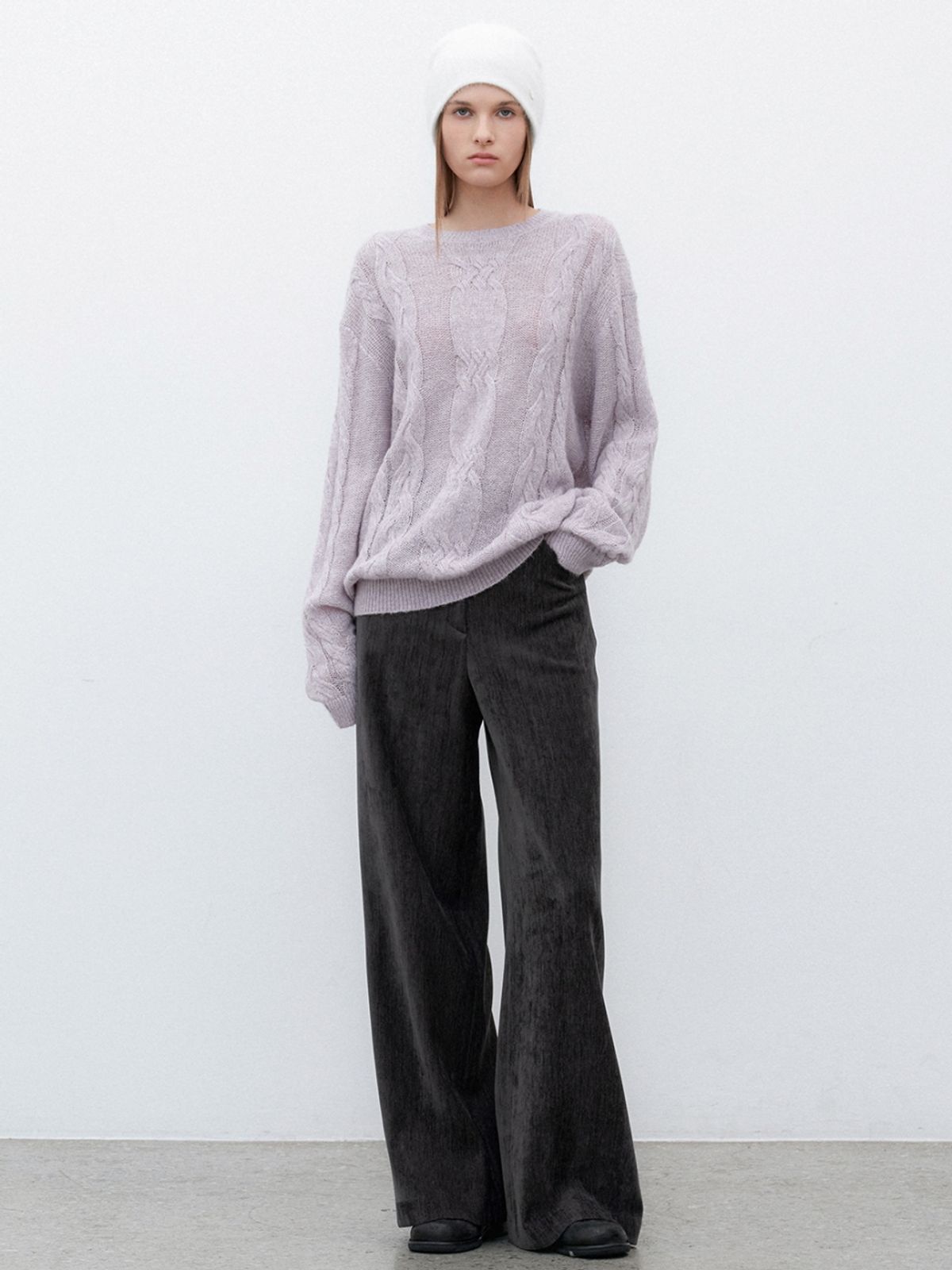 아틀리에 나인(ATELIER NAIN) (PT-5715)HIGH WAIST VELVET SEMI WIDE PANTS