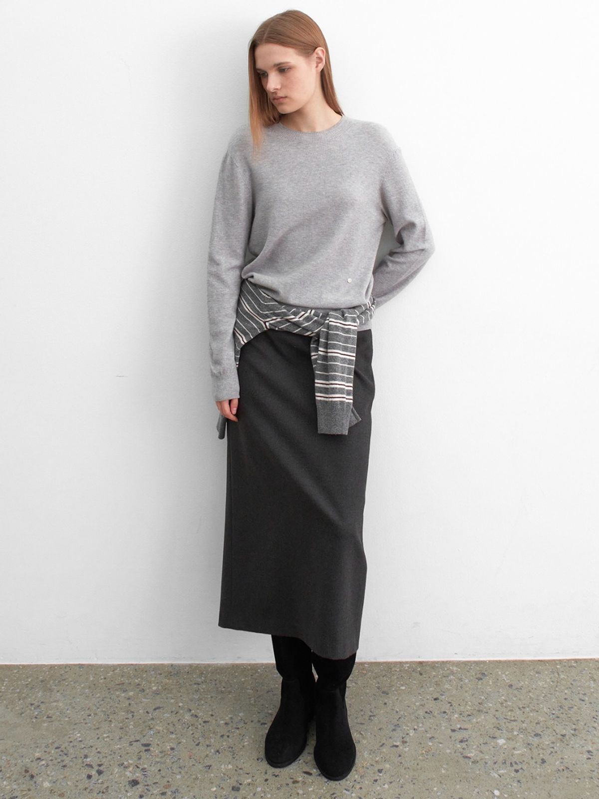 아틀리에 나인(ATELIER NAIN) (T-7153)ESSENTIAL WHOLE GARMENT ROUND NECK KNIT