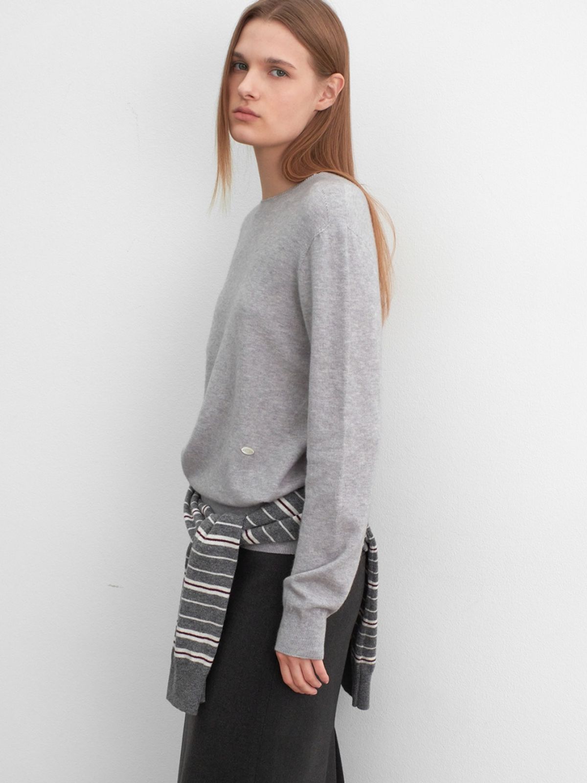 아틀리에 나인(ATELIER NAIN) (T-7153)ESSENTIAL WHOLE GARMENT ROUND NECK KNIT