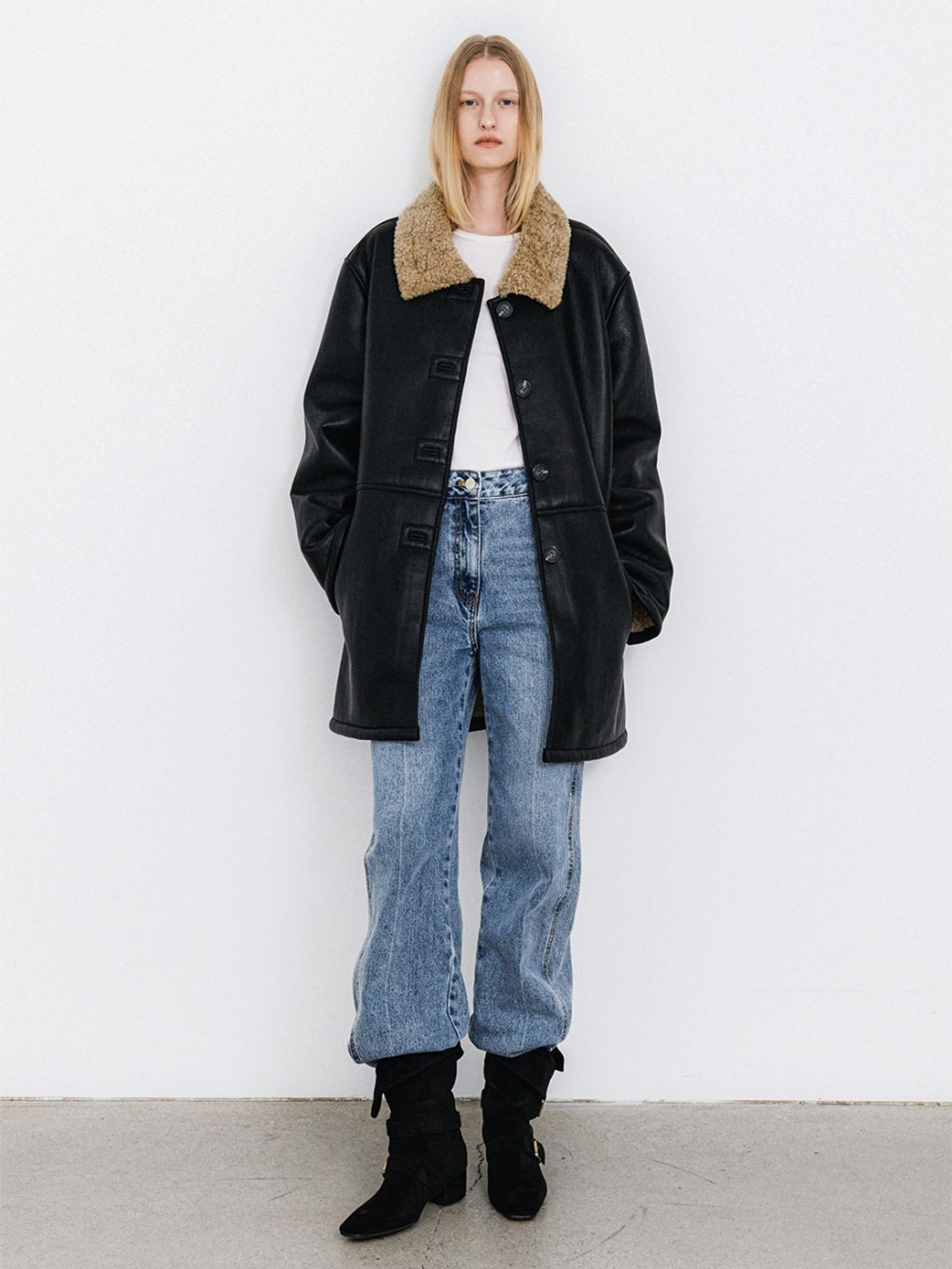 아틀리에 나인(ATELIER NAIN) (CT-1472)OVERFIT HALF LEATHER MUSTANG