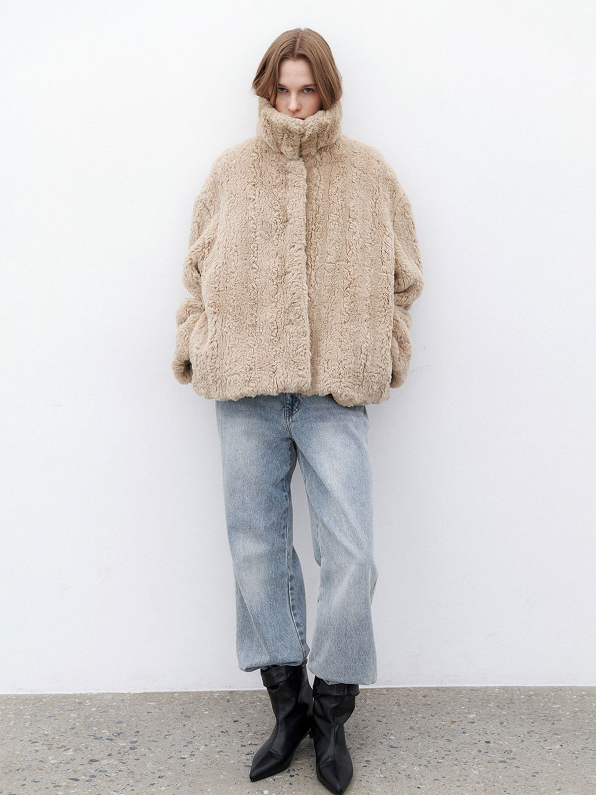아틀리에 나인(ATELIER NAIN) (JK-3051)FLUFFY HAIRY FUR JACKET