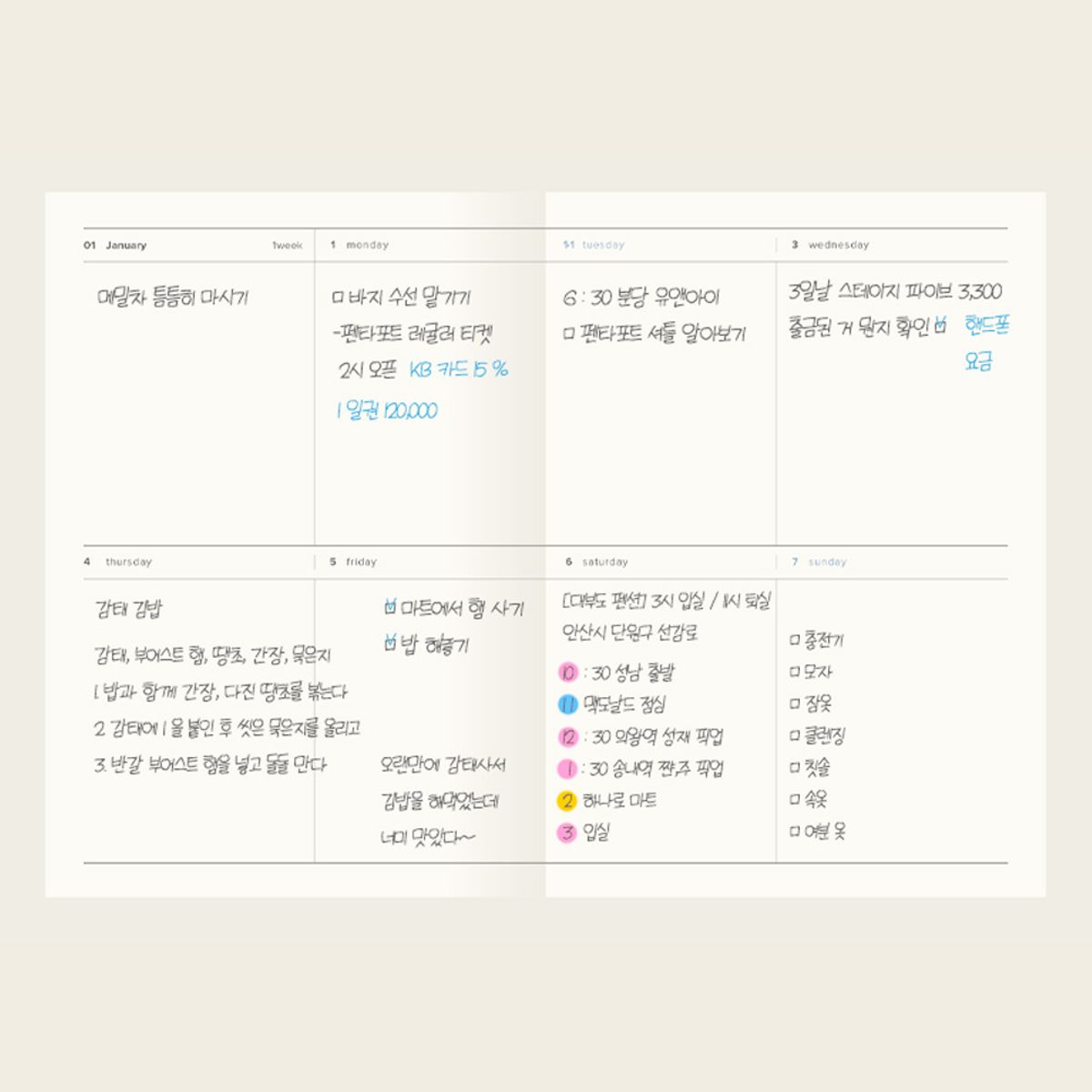 루카랩(LUCALAB) 2026 레코드 아카이브 A6 위클리 다이어리