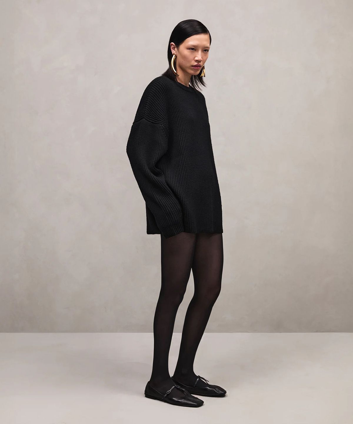 엔타이어 스튜디오(ENTIRE STUDIOS) (U) 오버사이즈 니트 크루넥 블랙 OVERSIZE KNIT CREWNECK BLACK