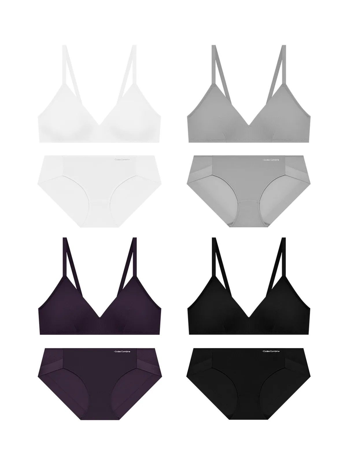 코데즈컴바인 이너웨어(CODES COMBINE INNERWEAR) 백 로고포인트 후크리스 브라렛 햄팬티 세트