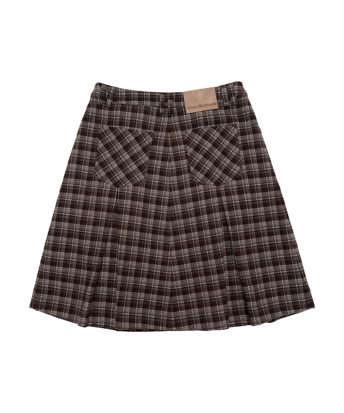 아메스 월드와이드(AMES-WORLDWIDE) CHECK PLEATS MIDI SKIRT BROWN