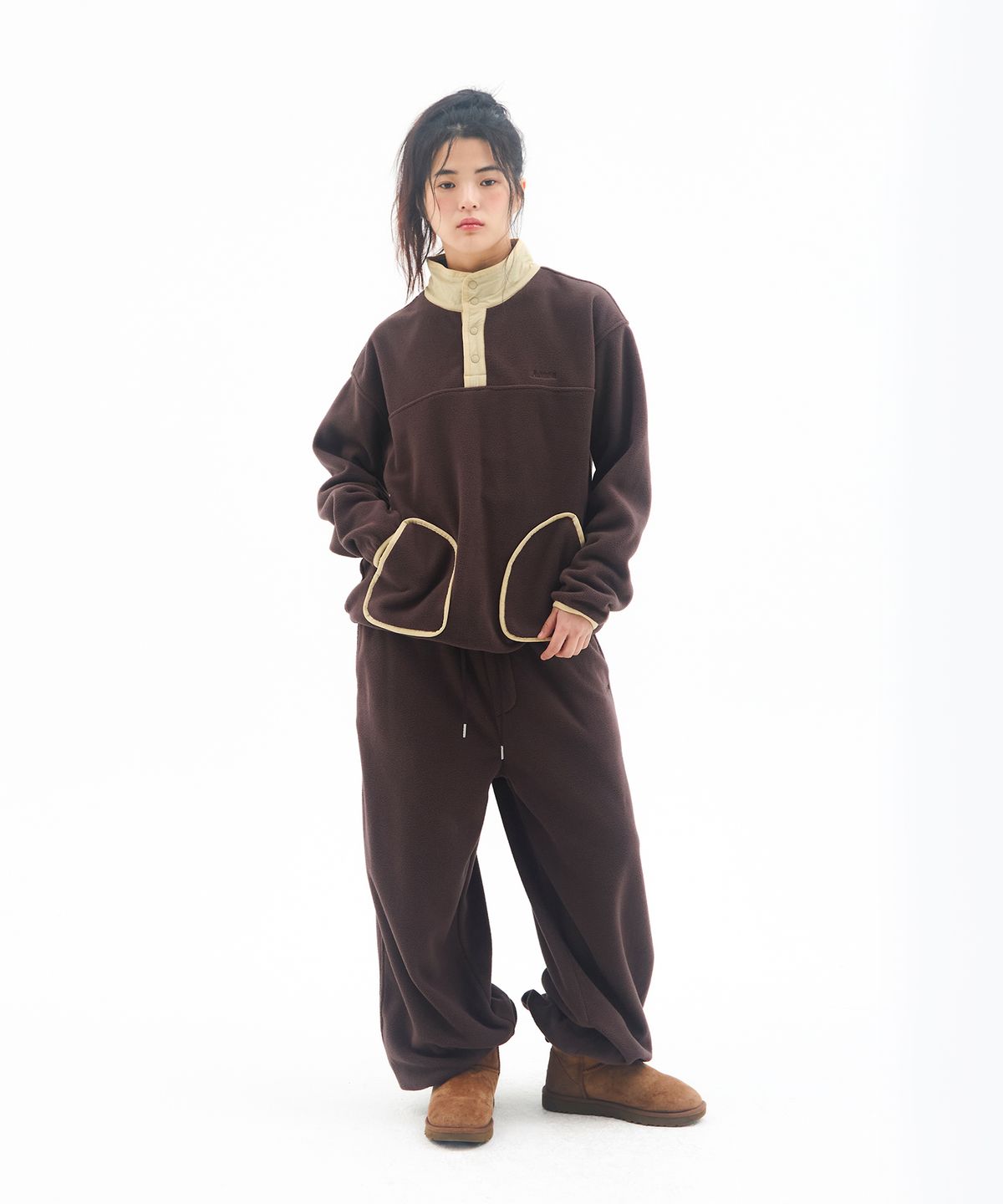 아메스 월드와이드(AMES-WORLDWIDE) FLEECE WIDE JOGGER PANTS BROWN
