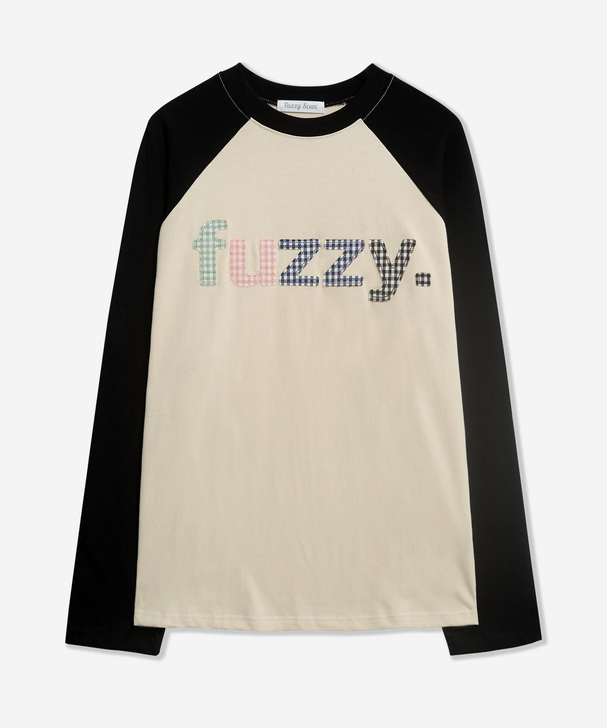 퍼지스캔(FUZZY SCAN) 패치 알파벳 레글런 배색 롱슬리브 1color