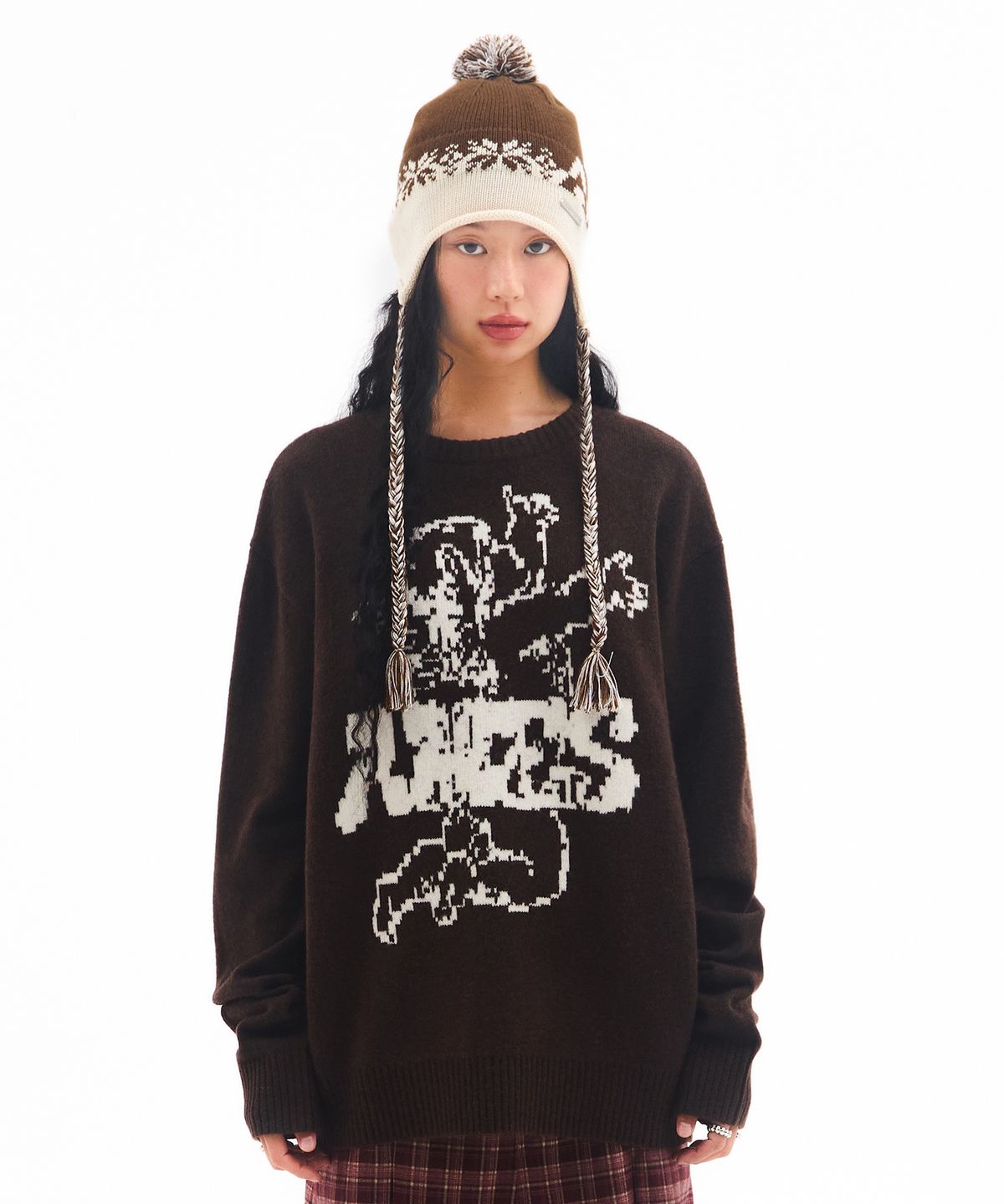 아메스 월드와이드(AMES-WORLDWIDE) ANGEL GRAPHIC KNIT BROWN