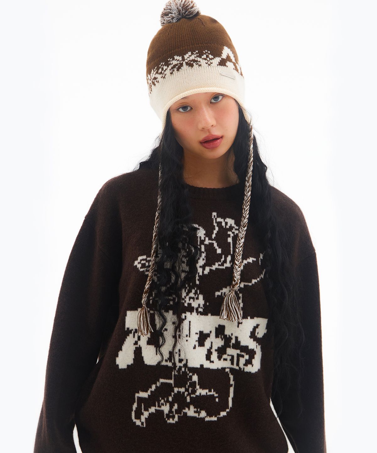 아메스 월드와이드(AMES-WORLDWIDE) ANGEL GRAPHIC KNIT BROWN