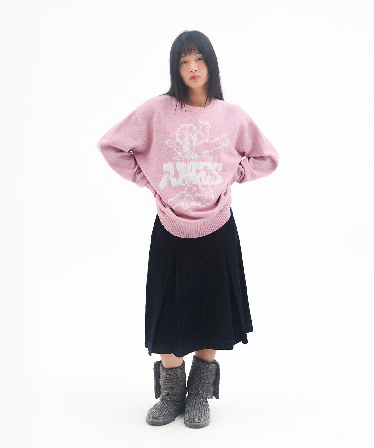 아메스 월드와이드(AMES-WORLDWIDE) ANGEL GRAPHIC KNIT PINK