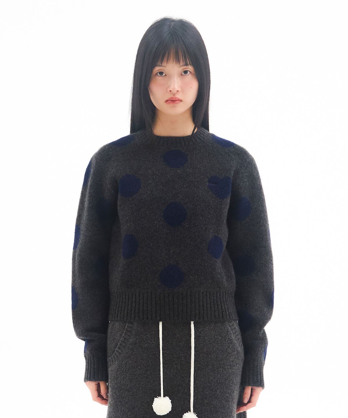 아메스 월드와이드(AMES-WORLDWIDE) DOT PULLOVER KNIT CHARCOAL