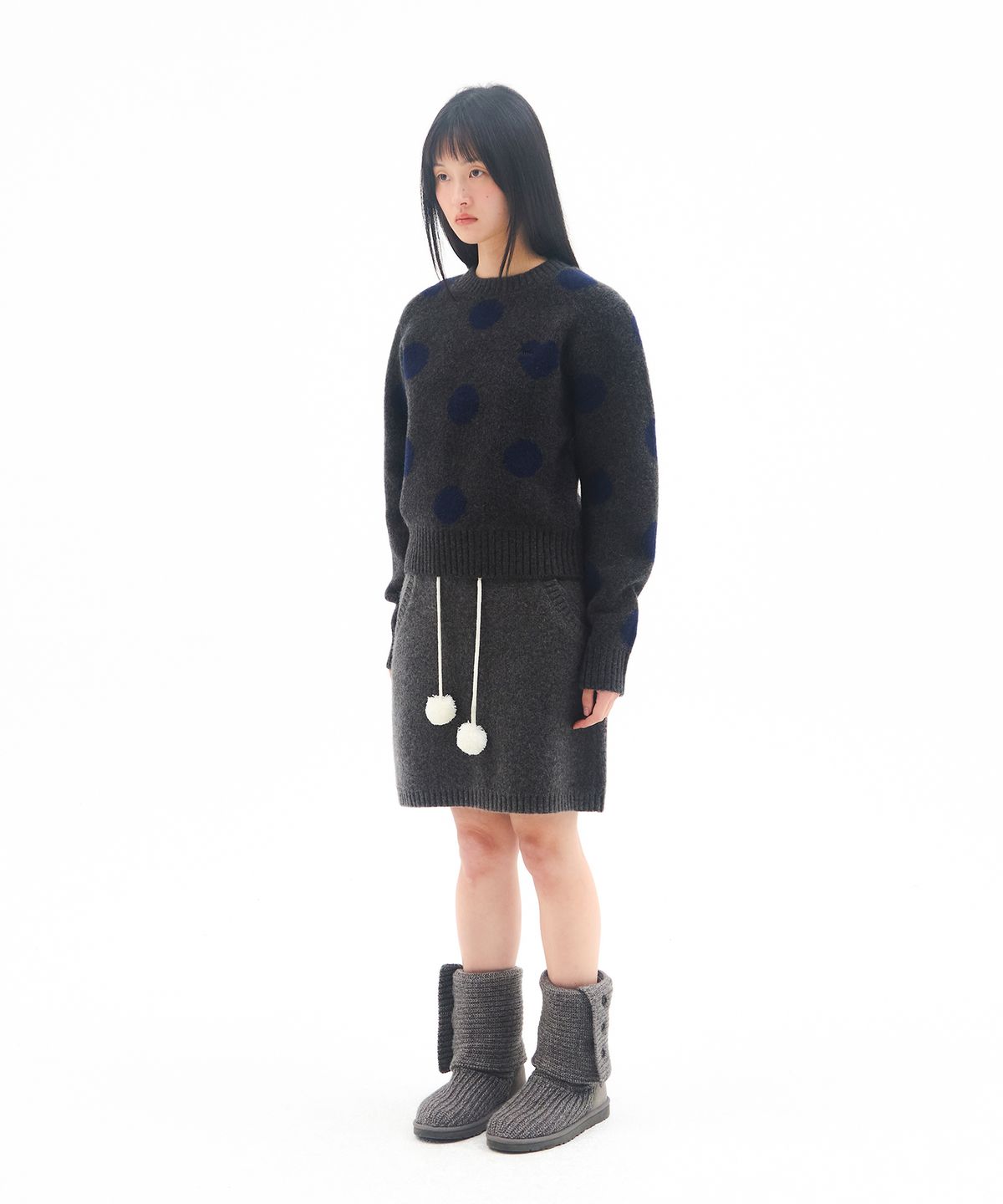 아메스 월드와이드(AMES-WORLDWIDE) DOT PULLOVER KNIT CHARCOAL