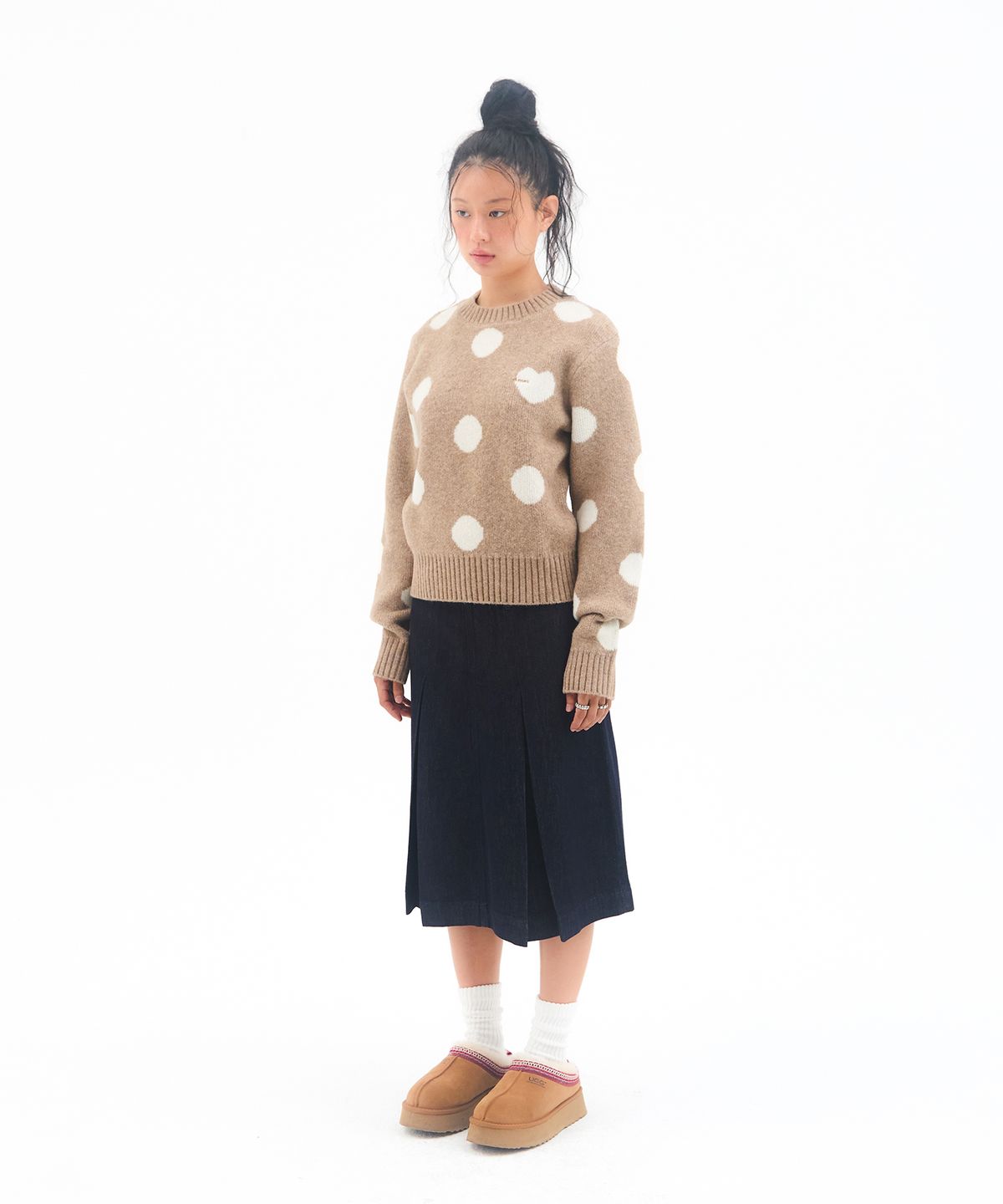 아메스 월드와이드(AMES-WORLDWIDE) DOT PULLOVER KNIT BEIGE