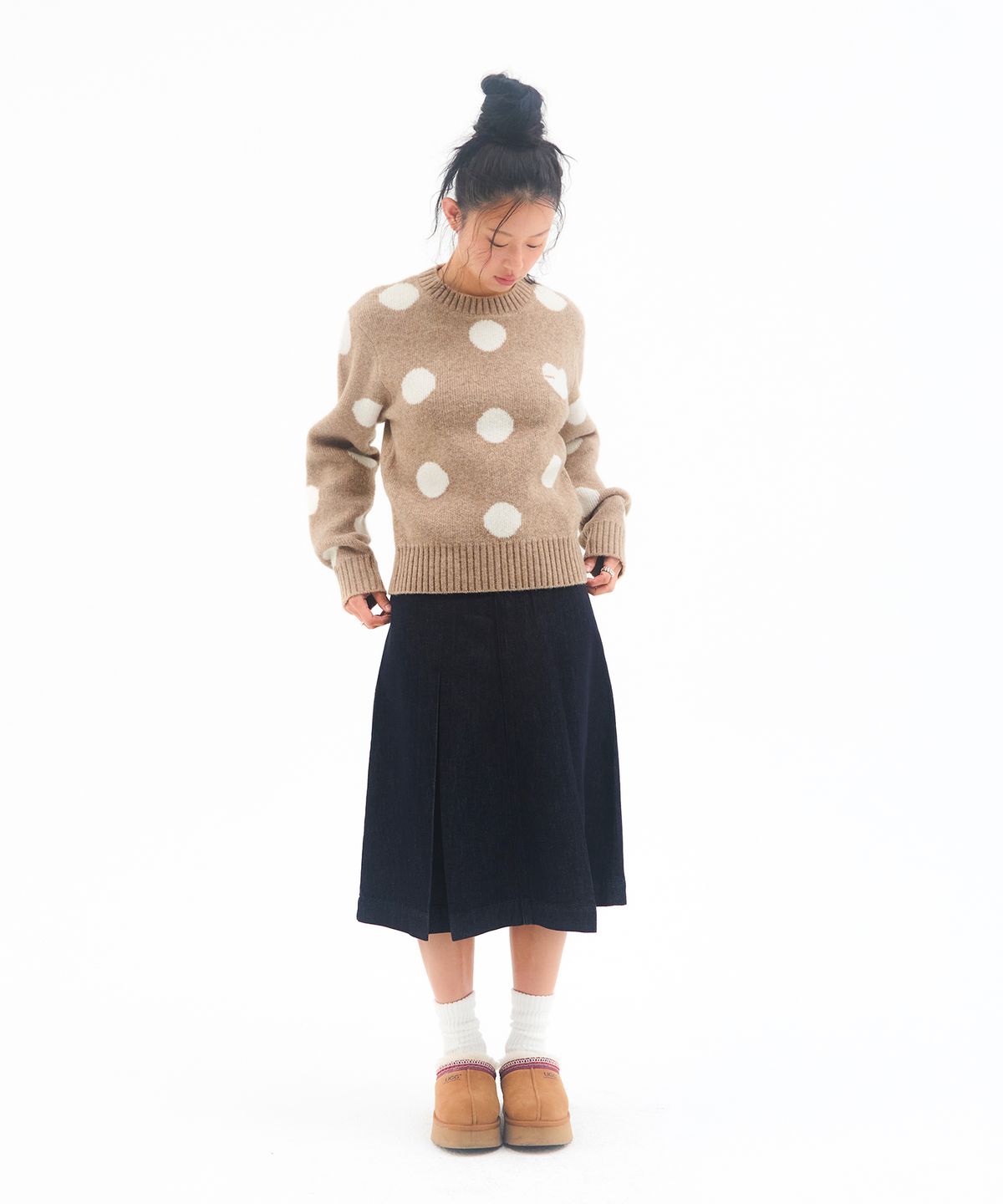아메스 월드와이드(AMES-WORLDWIDE) DOT PULLOVER KNIT BEIGE