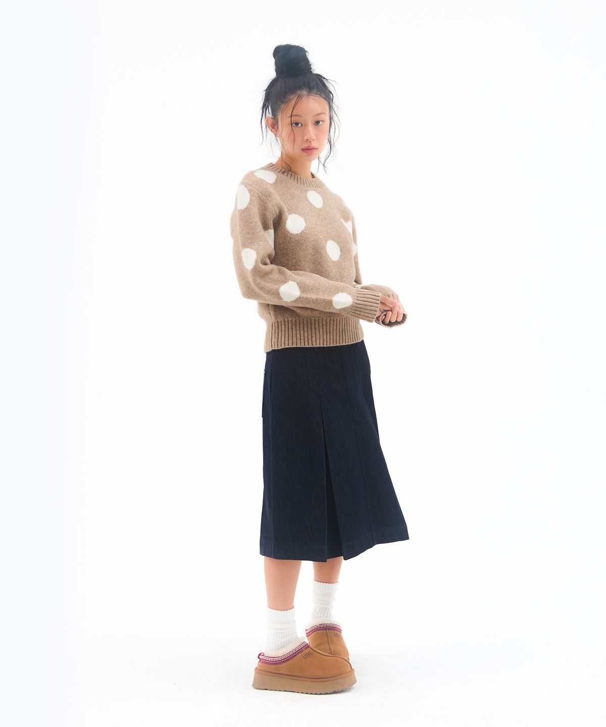 아메스 월드와이드(AMES-WORLDWIDE) DOT PULLOVER KNIT BEIGE