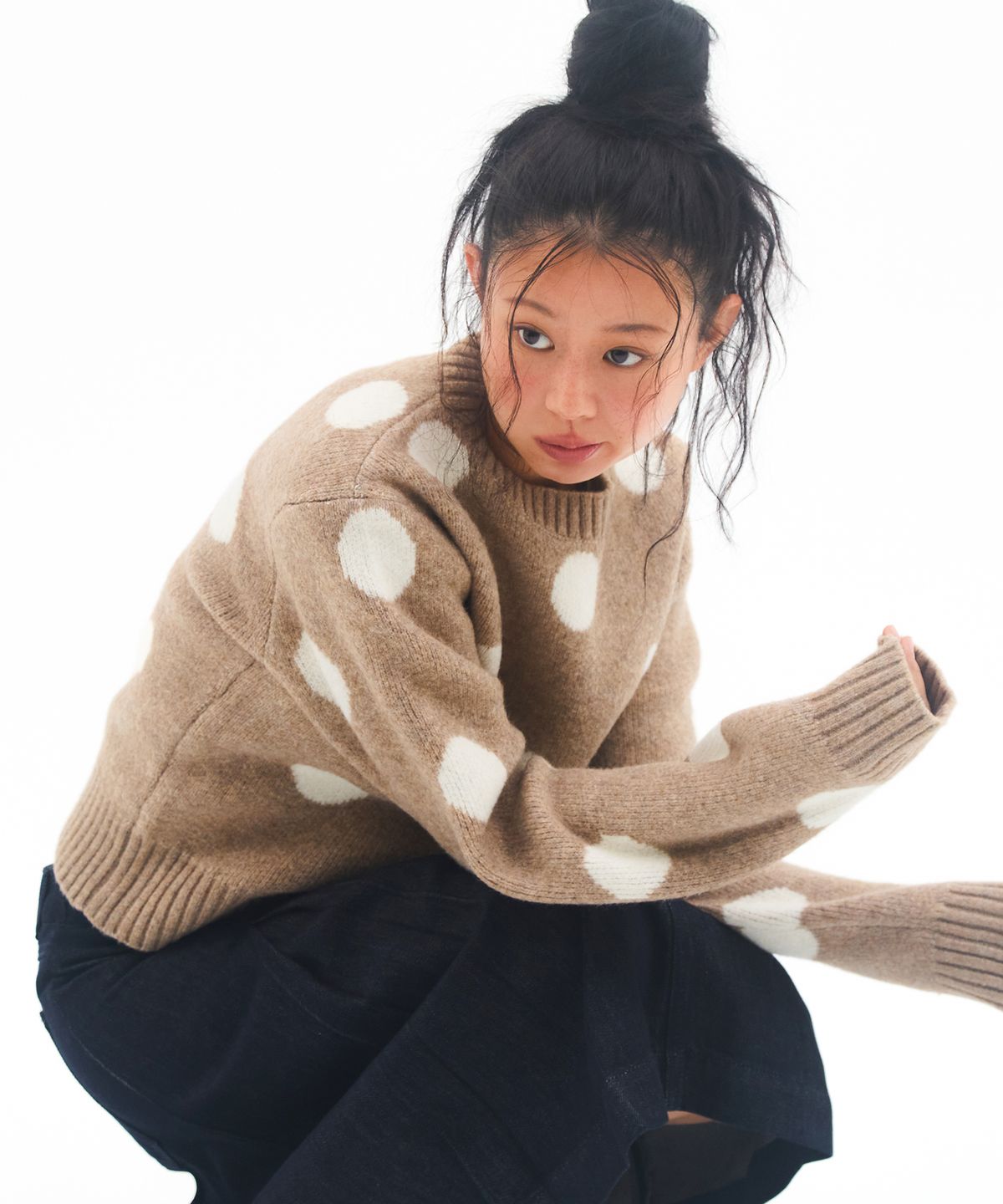 아메스 월드와이드(AMES-WORLDWIDE) DOT PULLOVER KNIT BEIGE