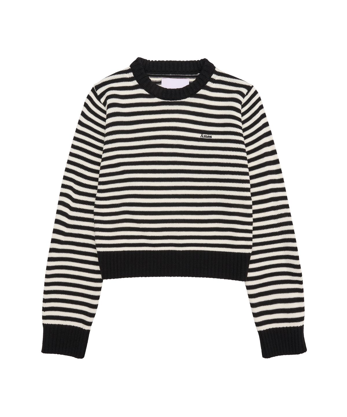 아메스 월드와이드(AMES-WORLDWIDE) BASIC SMALL LOGO STRIPE KNIT BLACK