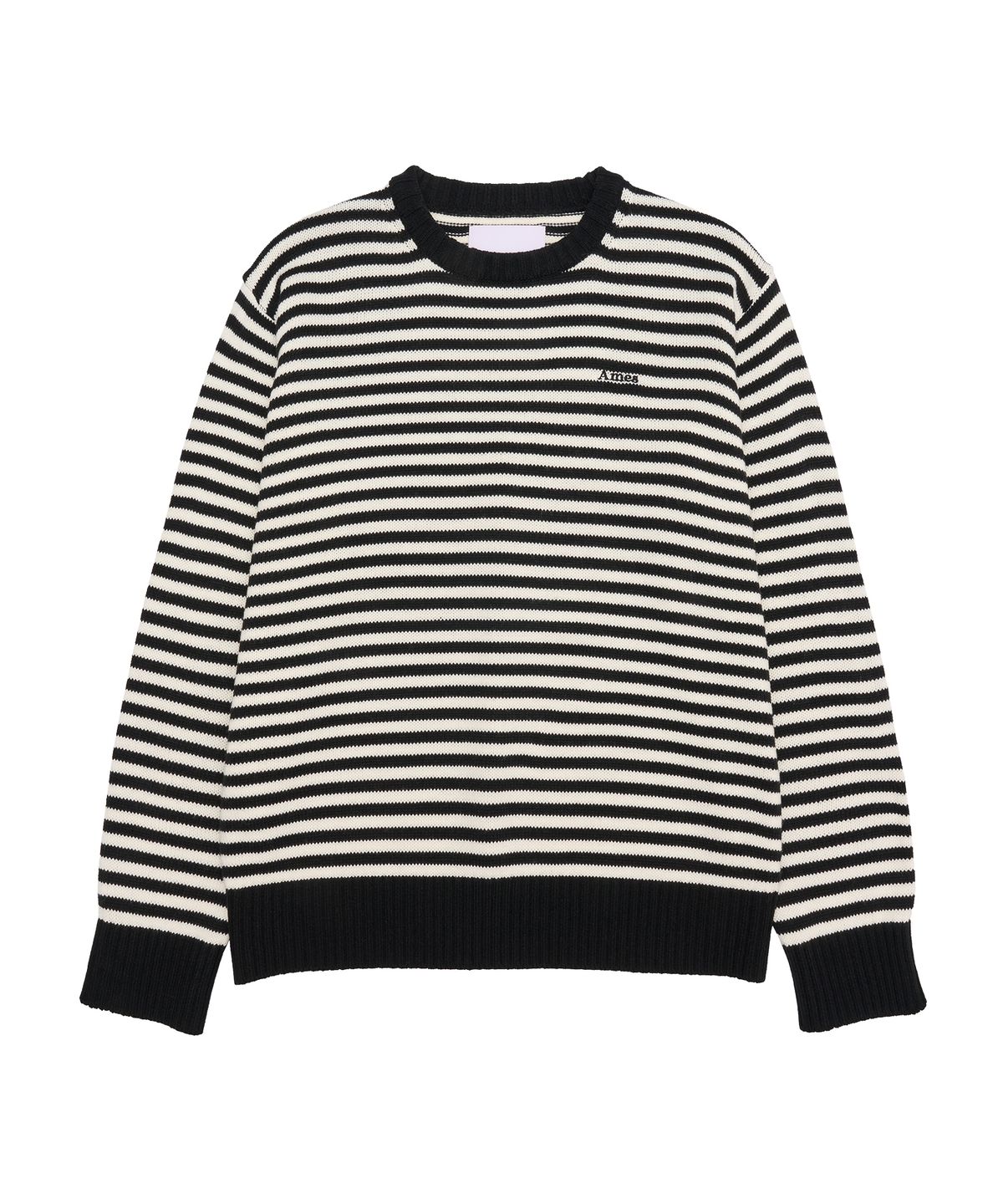 아메스 월드와이드(AMES-WORLDWIDE) BASIC SMALL LOGO STRIPE KNIT BLACK