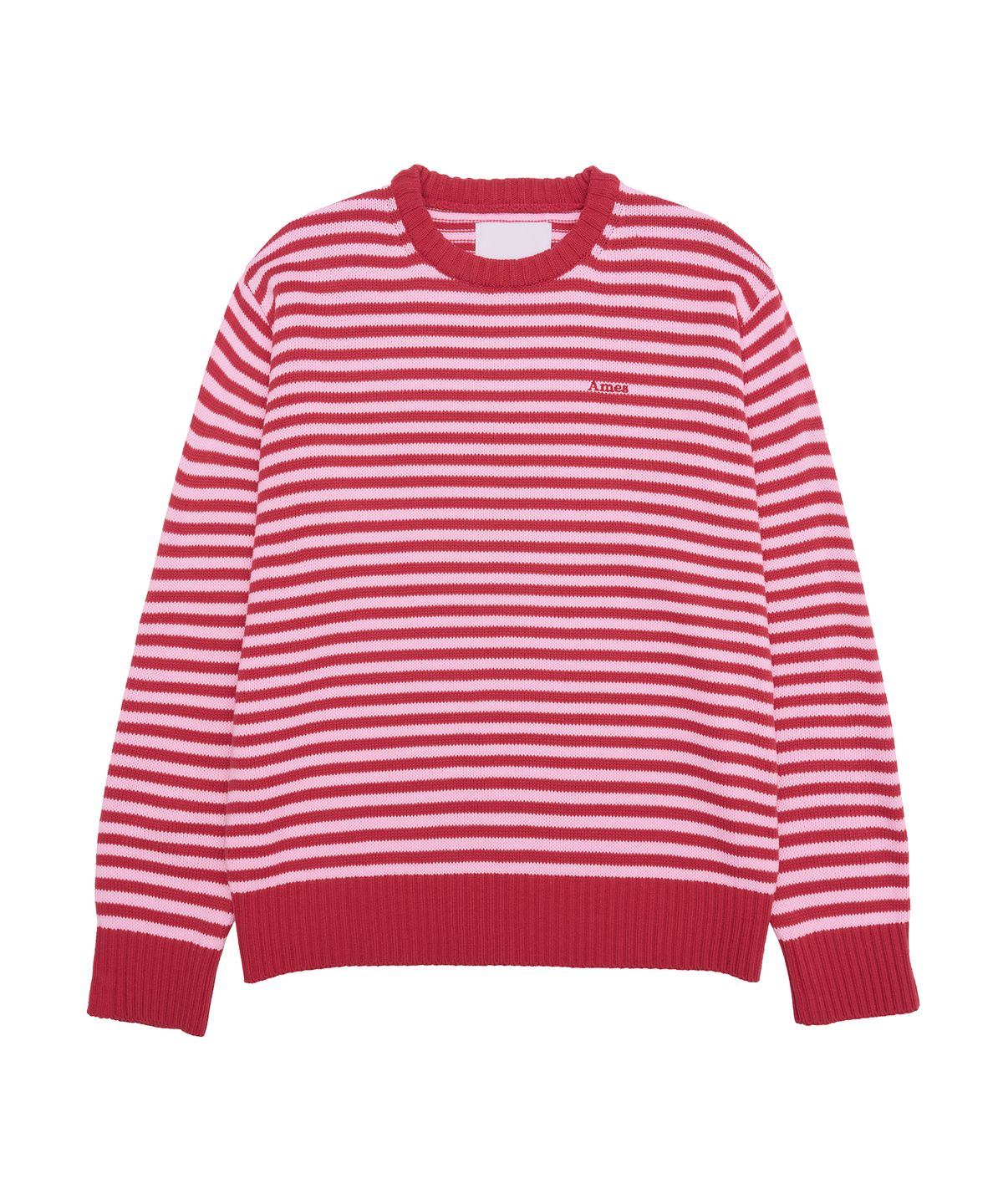 아메스 월드와이드(AMES-WORLDWIDE) BASIC SMALL LOGO STRIPE KNIT RED