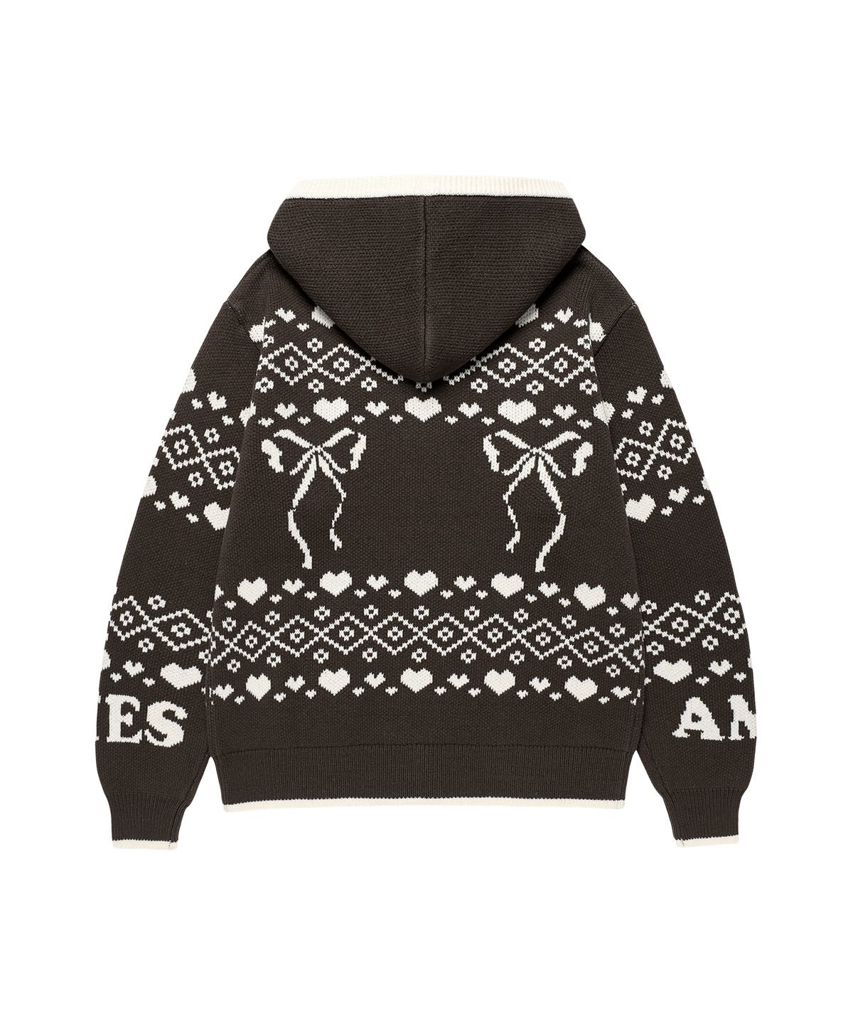 아메스 월드와이드(AMES-WORLDWIDE) COWICHAN KNIT HOODIE ZIP-UP BROWN