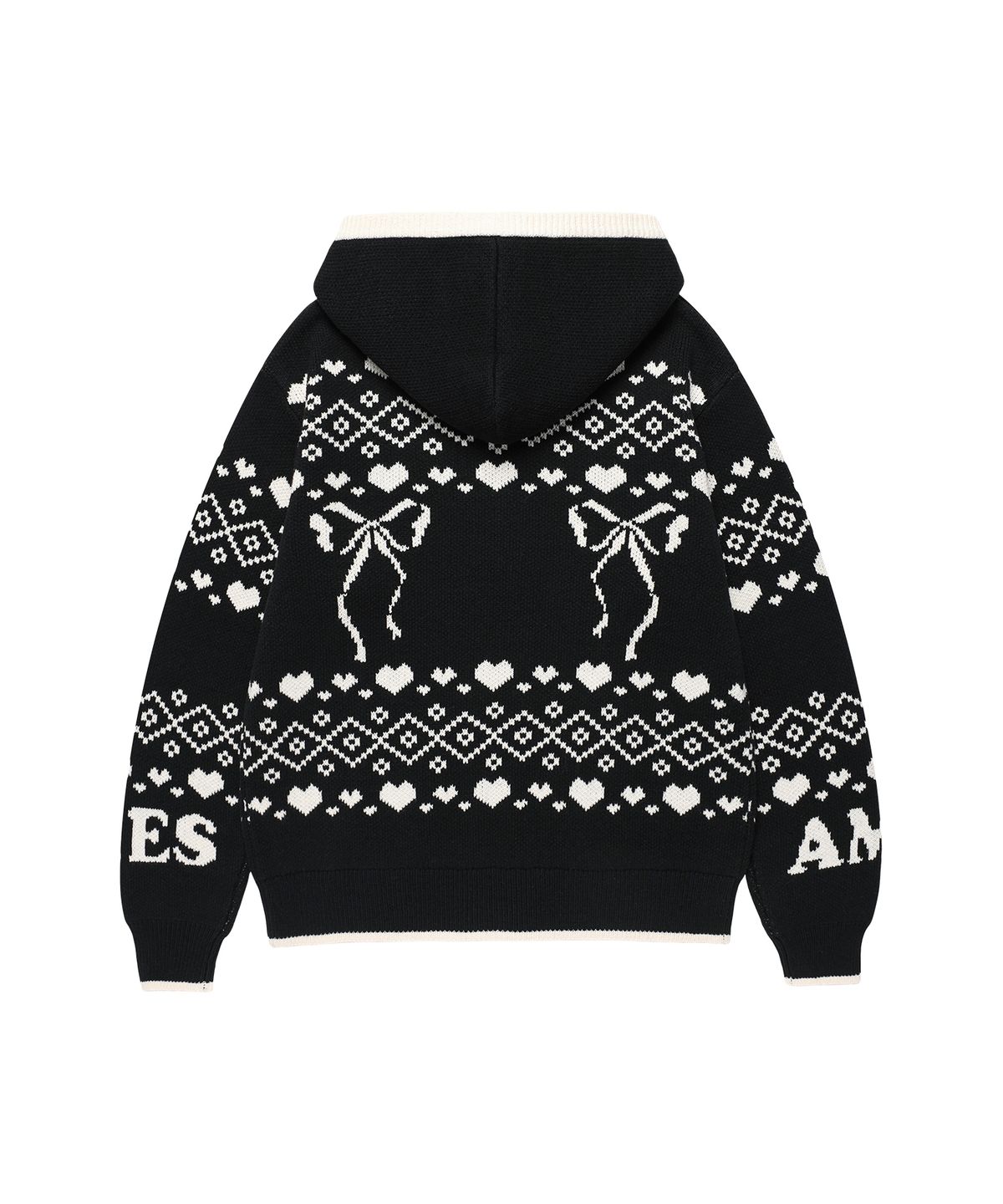 아메스 월드와이드(AMES-WORLDWIDE) COWICHAN KNIT HOODIE ZIP-UP BLACK