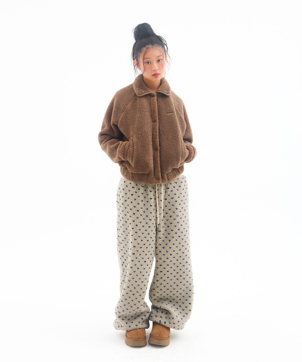 아메스 월드와이드(AMES-WORLDWIDE) COLLAR FLEECE JACKET BROWN