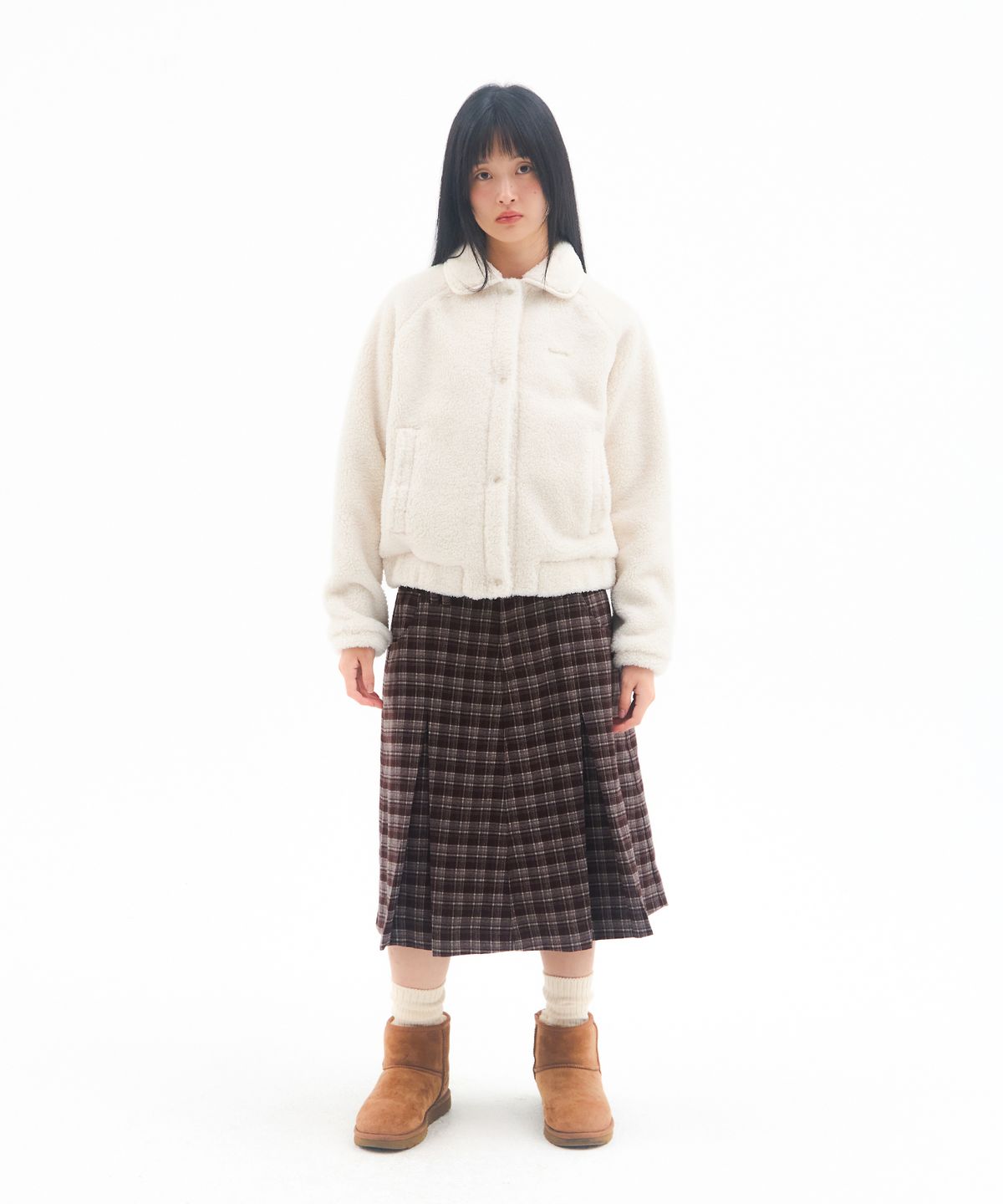 아메스 월드와이드(AMES-WORLDWIDE) COLLAR FLEECE JACKET IVORY