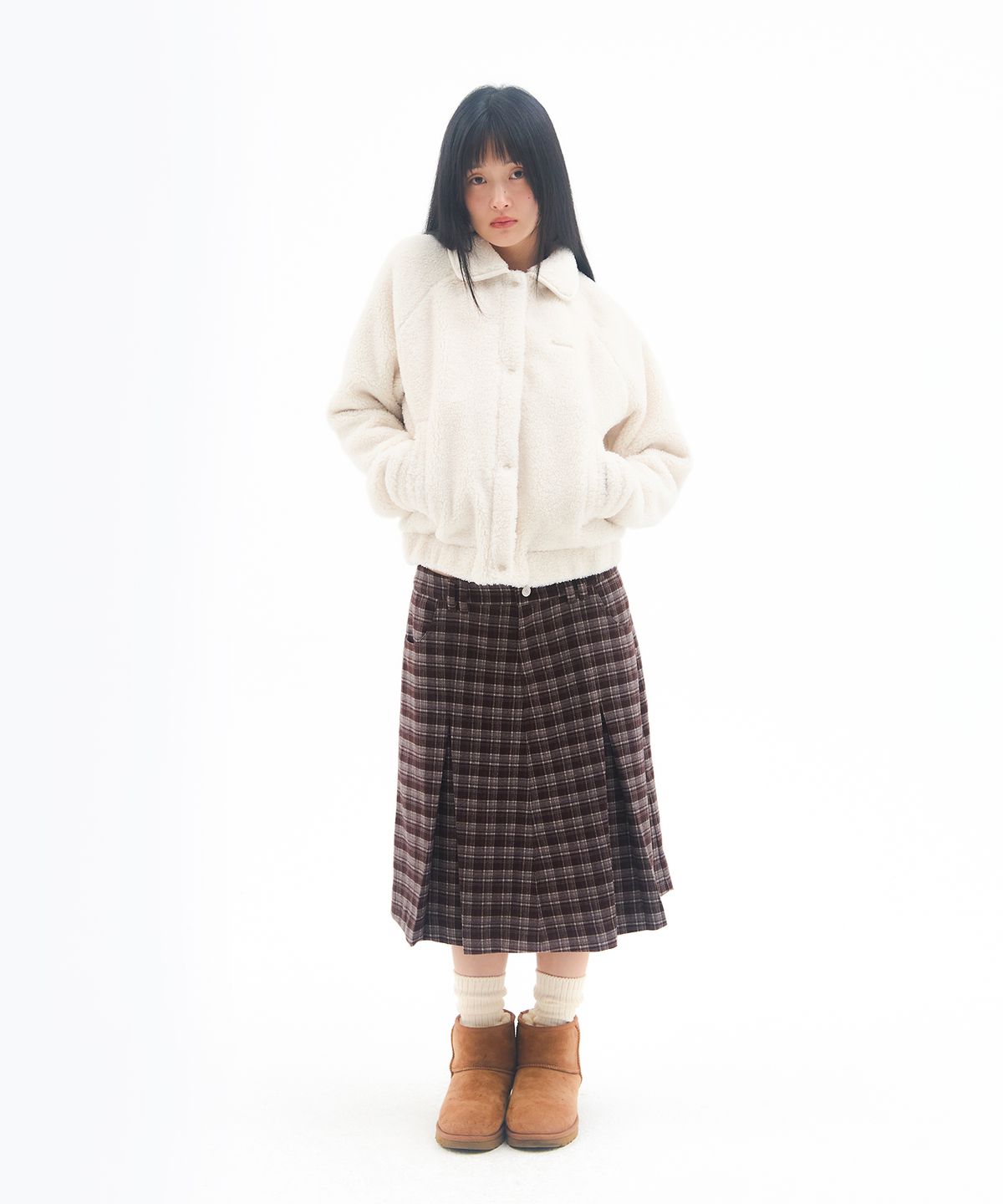 아메스 월드와이드(AMES-WORLDWIDE) COLLAR FLEECE JACKET IVORY